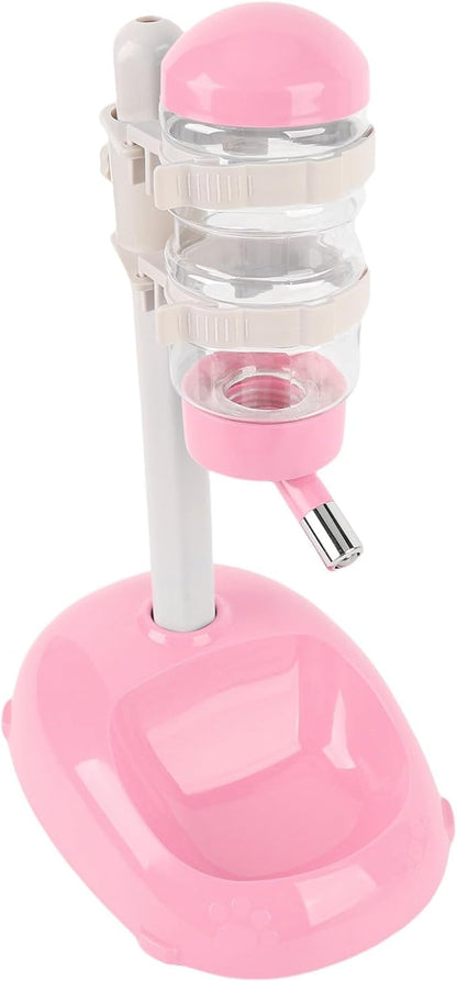 Zopsc Pet Adjustable Height Standing Water Dispenser for Puppies, Smart Feeder for Dogs and Cats, Easy to Clean Bowl for Healthy Pets (Pink)