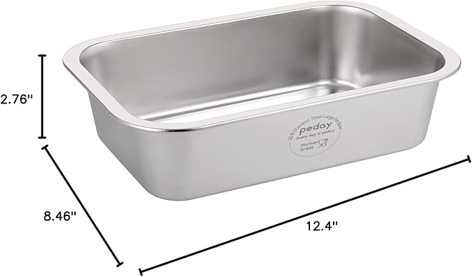 PEDAY 0.84 Gallon Dog Water Bowl, Human Grade Stainless Steel, for Medium & Large Sized Dogs- Silver Classic