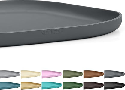 SMILOOL Small Silicone Pet Food Mat with Raised Edge for Food and Water Bowl, Square Dog Feeding Mats, Cat Food Trays for Floor Waterproof, Rubber Tray for Dogs and Cats, 12 x 12 x 0.7 Dark Grey