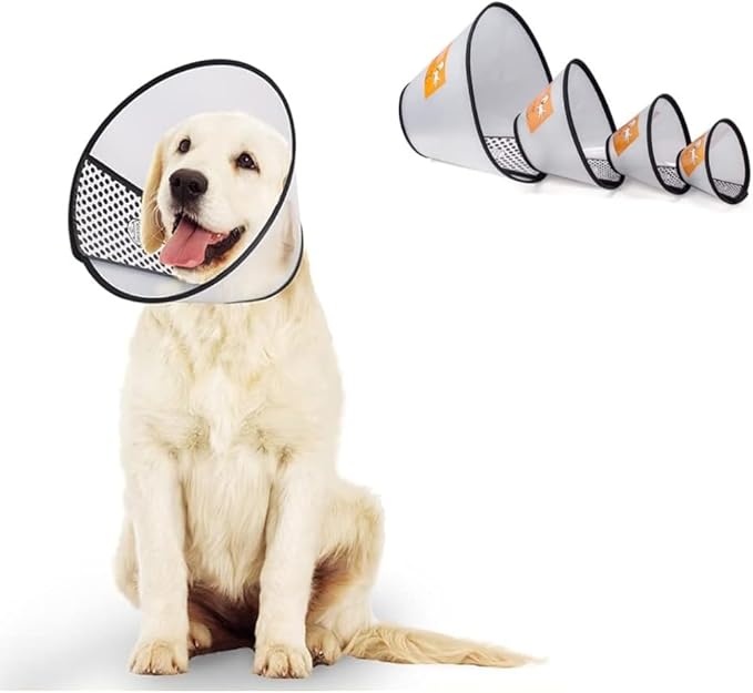 Generic Adjustable Dog Recovery Cone Collar, Transparent PVC, Extra Large (17.1" - 19.7")