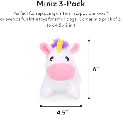 ZippyPaws Burrow Replacement Miniz - Interactive Dog & Puppy Toys for Boredom, Stimulating Pet Products to Keep Them Busy, Plush Refills for Hide & Seek Puzzle, Squeaky Toy for Enrichment - Unicorns