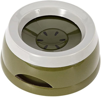 Love Dream No Spill Dog Water Bowl, No Drip Dog Slow Water Feeder No Slip Vehicle Carried Pet Water Dispenser 25 oz with Floating Disk Slow Drinking Bowl for Dogs Cats (Army Green)