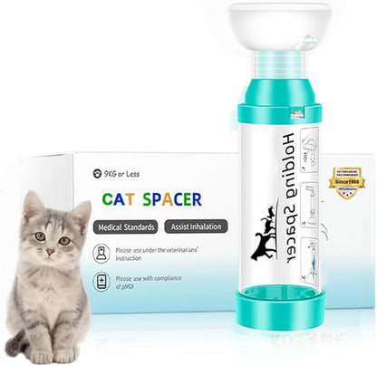 Cat Inhaler Spacer with Round Silicone Mask – Feline Aerosol Chamber for Cats and Kittens with a Respiratory Condition, Helps Medication Delivery, Includes 1 Mask Sizes
