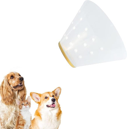 WishLotus Cat Cone Recovery - Soft, Comfortable & Adjustable Elizabethan Collar, Anti-Bite/Lick E-Collar for Small Medium Dog, Rabbit (M, White)