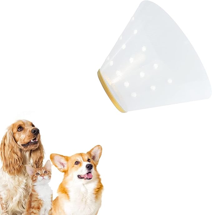 WishLotus Cat Cone Recovery - Soft, Comfortable & Adjustable Elizabethan Collar, Anti-Bite/Lick E-Collar for Small Medium Dog, Rabbit (S, White)