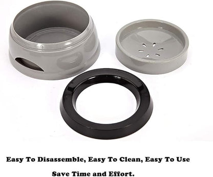 Love Dream No Spill Dog Water Bowl, No Drip Dog Slow Water Feeder No Slip Vehicle Carried Pet Water Dispenser 25 oz with Floating Disk Slow Drinking Bowl for Dogs Cats (Gray)
