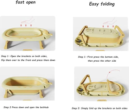 Foldable Dog pet Bathtub,Portable Bathtub for Dogs,Dog Bathtub with Thermometer and Cushion,for Cats and Dogs, Yellow