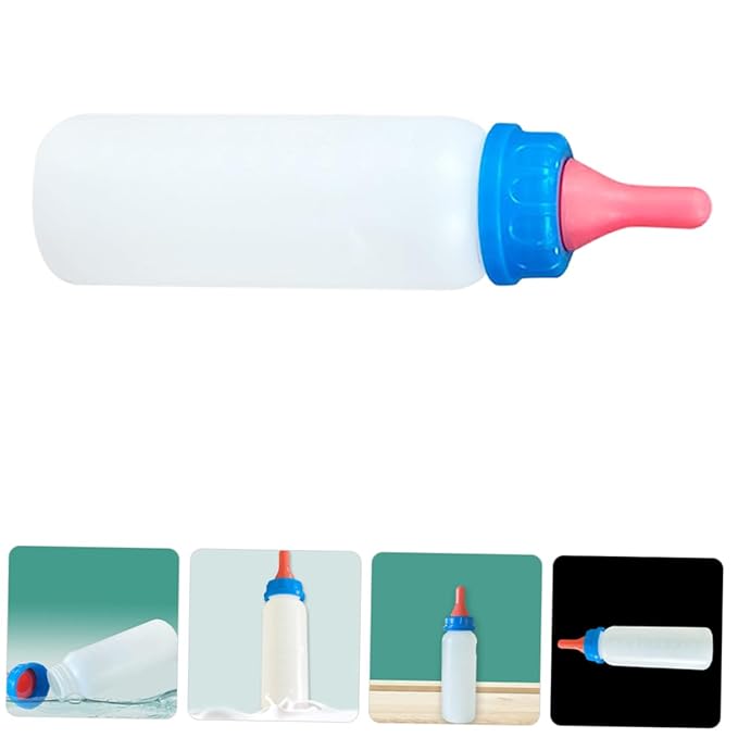 Kisangel 4pcs Calf Feeding Bottle Set for Newborn Goats Lambs and Piglets Sturdy Easy-to-Use PET Nursing Bottles Nipple for Effective Milk Feeding