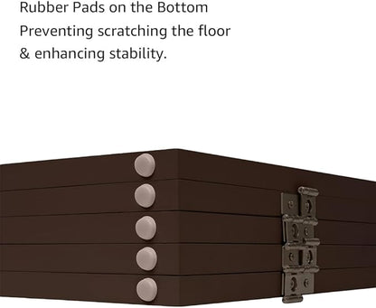 unipaws 36”H Free Standing Pet Gate for Dogs and Cats, Tall Wooden Dog Gates for Doorway, Stairs, Dog Room Divider, Foldable Pet Fence for The House, Expandable Barrier, Indoor Use, Espresso