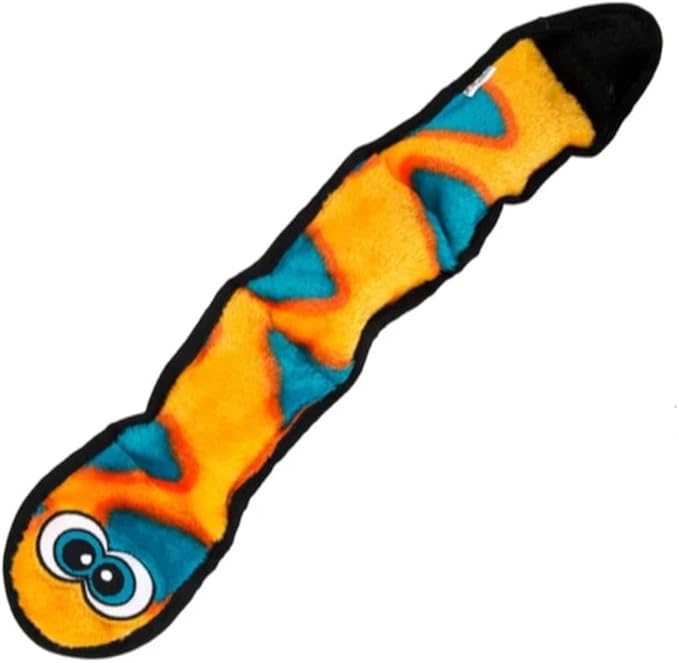 Outward Hound Durablez Large Snake Stuffing-Free Squeaky Plush Dog Toy for Puppies & Dogs - Interactive, Soft Yet Tough, No Mess, Jumbo Squeaker, Long-Lasting Play, 24.5 inch, Orange