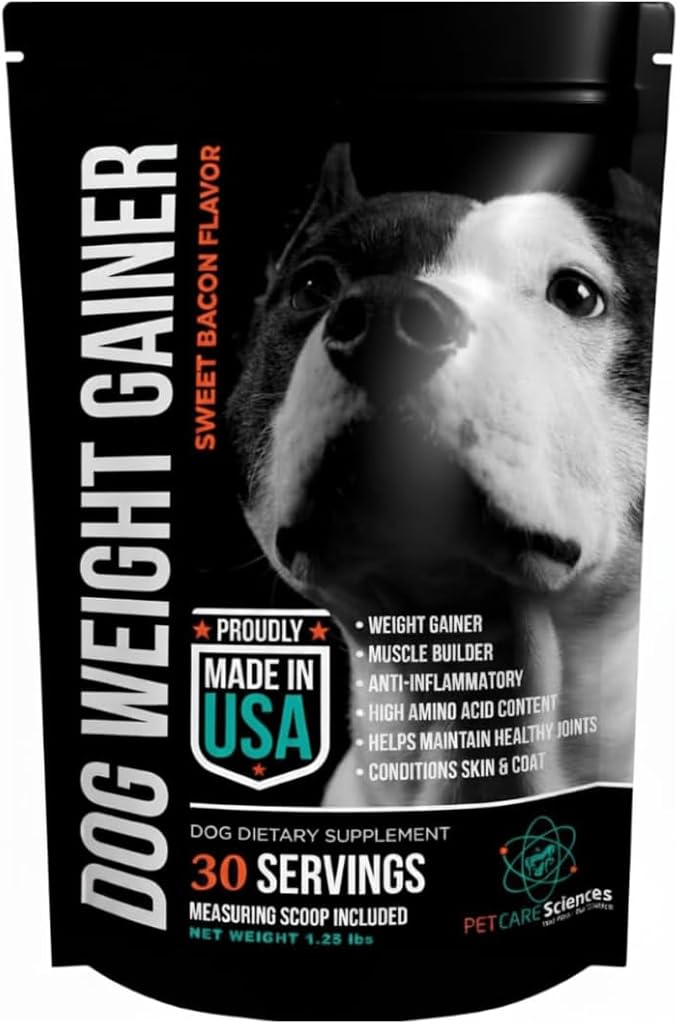 Dog Weight Gainer 30 Servings- Weight Gain Supplements for Dogs - Canine and Dog Muscle Builder - Made in The USA