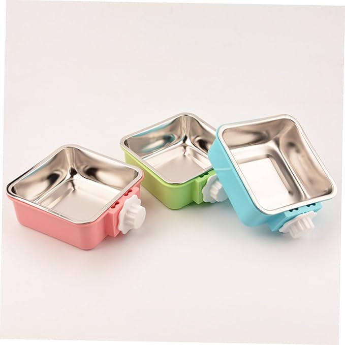Milisten Stainless Steel Pet Feeding Bowl Fixed Hanging Water Bowl for Cage Removable for Easy Cleaning Blue s Size