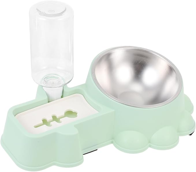 Balacoo Automatic Stainless Steel Dog Feeder Bowl and Water Dispenser Multifunctional Pet Food Container Elegant Design Convenient for Home and Pet Stores Green