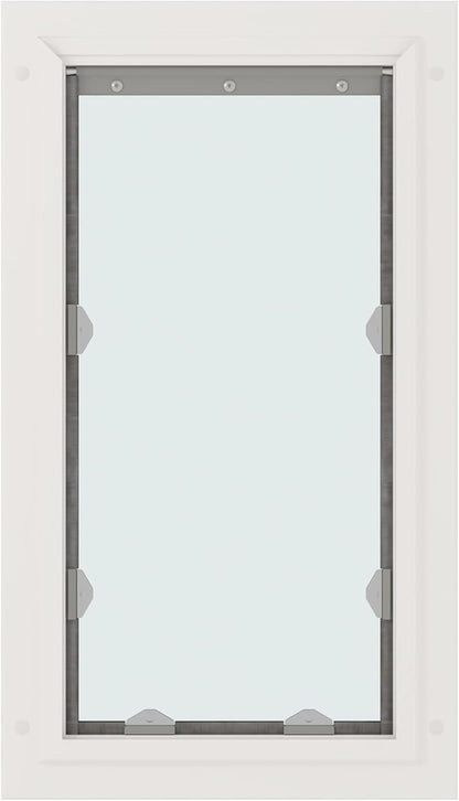 Liberty Pet Door for Doors | Clear Vinyl Dog & Cat Flap for Interior & Exterior Doors | Durable Rust-Free Aluminum Frame | White, Large, Single Flap