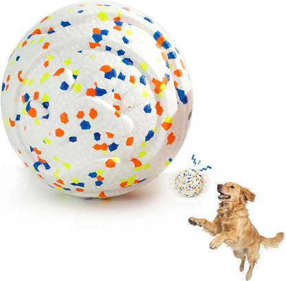 Mankoda Durable ETPU Dog Toy Ball, 5 Inch Big Dog Balls for Aggressive Chewers - Hollow Design and Textured Gullies/Non-Toxic Bite/Built-in Low-Noise Bell, Dog Chew Toy for Medium/Large Dogs