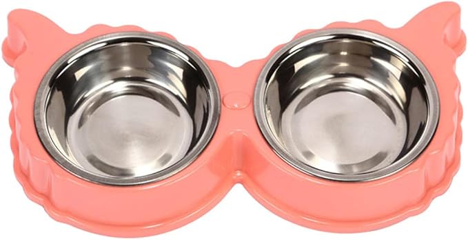 Dog Bowls Cat Bowls Stainless Steel Pet Dog Cat Puppy Feeding Feeder Double Bowl Water Food Holder Dog Feeders for Feeding Pink
