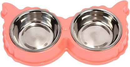 Dog Bowls Cat Bowls Stainless Steel Pet Dog Cat Puppy Feeding Feeder Double Bowl Water Food Holder Dog Feeders for Feeding Pink