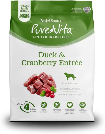NutriSource Pure Vita Duck & Cranberry Dog Food, 12LB