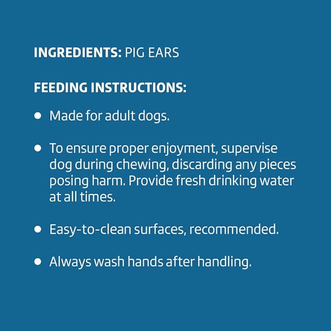 Amazon Brand - Wonder Bound Whole Pig Ears, Single Ingredient, Highly Digestible, Dog Treats for Puppy and Large/Medium Dogs, Pork, 12.7 Ounce, 18 Count (Pack of 2)