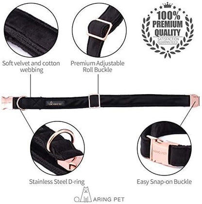ARING PET Dog Collar and Leash, Velvet Dog Collar and Leash Set, Soft & Comfy, Adjustable Collars for Dogs