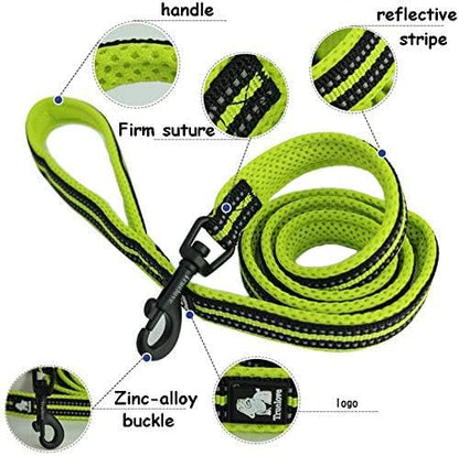 Creation Core Reflective Nylon Dog Harness and Training Leash Set Padded Durable Adjustable, Green XS