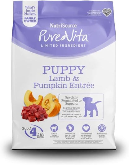NutriSource Pure Vita Grain Free Lamb & Pumpkin Puppy Food, 25LB