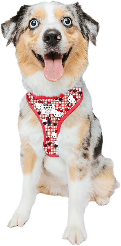 Sassy Woof Dog Adjustable Harness - Hello Kitty® Red Classic- M, Breathable Mesh, No Pull Design with Two D-Rings, Patented Design, Perfect for Medium Dogs