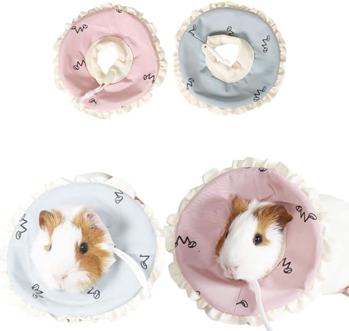 Adjustable Guinea Pig Cone Pet Recovery Collar,Soft Pet Recovery Collar for Rabbits/Chinchilla/Kittens After Surgery Wound Healing,Elizabeth Neck E-Collar for Small Animals (L)