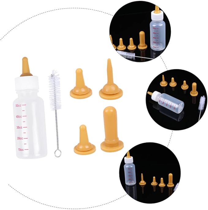 1Set Pet Nursing Bottle Kit Small Puppy Kitten Feeding with Nipples Portable Food Grade Milk Feeder for Newborn Animals Durable Lightweight