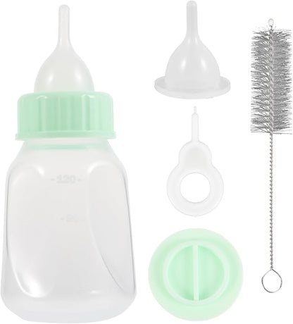 WOONEKY 120ml Pet Bottle Kit for Kitten Puppy Feeding Kitten Milk Feeder Soft Elastic Reusable Nursing Bottle