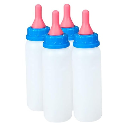 Kisangel 4pcs Calf Feeding Bottle Set for Newborn Goats Lambs and Piglets Sturdy Easy-to-Use PET Nursing Bottles Nipple for Effective Milk Feeding