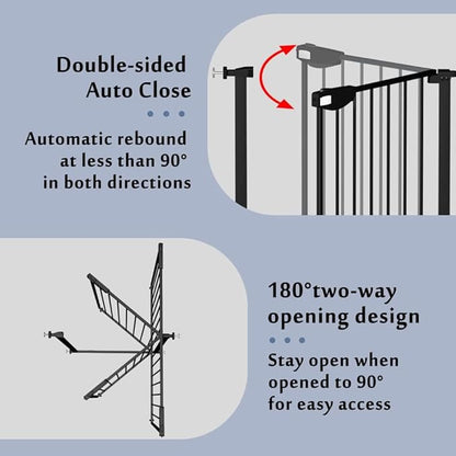 DEARBB Triple Lock Baby Gate for Stairs Doorways and House 31" to 86" Extra Wide Pressure Mounted Easy Walk Through Auto Close Safety Pet Gate Black 31.1-48.42"