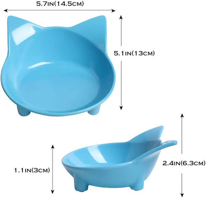 Skrtuan Set of 2 Non-Slip Cat & Dog Bowls – Wide, Shallow Food and Water Dishes for Whisker Fatigue Relief, No Spill, Safe Food-Grade Pet Bowls for Cats, Small Dogs, Kittens, Puppies & Rabbits