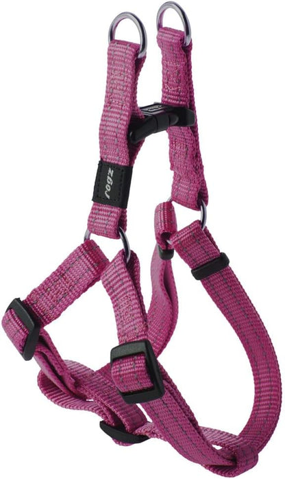 Reflective Adjustable Dog Step in Harness for Medium Dogs; matching collar and leash available, Pink
