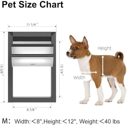 Rescumascer Medium Dog Door for Door, Aluminum Doggy Door with Two Sliding Lock Panels, Doggie Door for Medium Dogs and Large Cat up to 30lbs