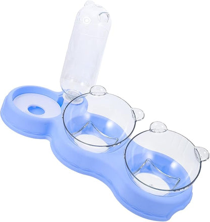 UKCOCO Multi Use Pet Feeder with Fall Design Transparent Detachable Water Dispenser for Cats and Dogs Practical Indoor Pet Supply