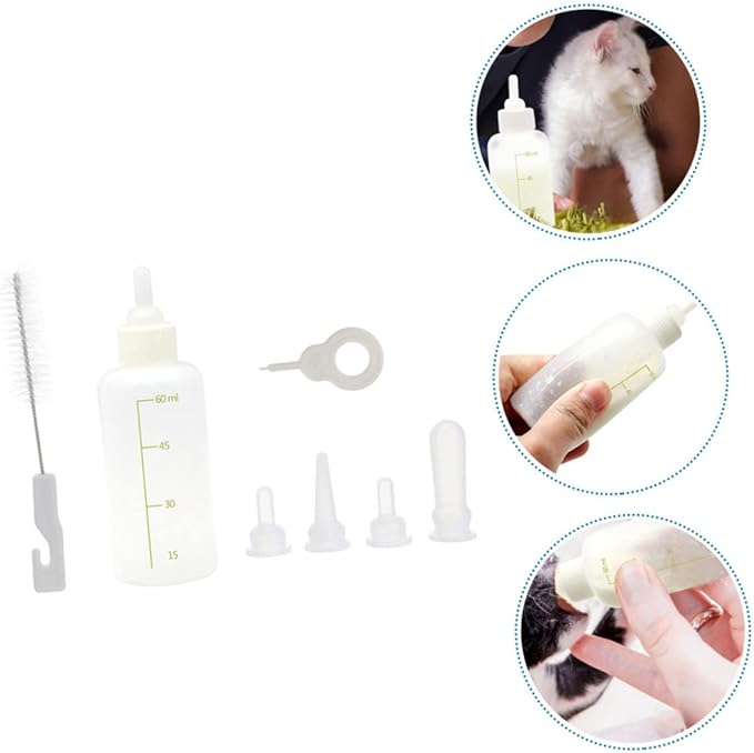 ibasenice Reusable Nursing Bottles for Cats Kitten Milk Bottle Set Puppy Milk Feeder 3 Pack