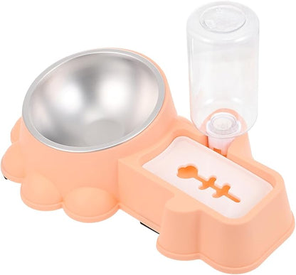 Multifunctional Stainless Steel Dog Feeder with Transparent Water Container Compact Food Dispenser for Home Use Pet Feeding Bowl for Puppies and Dogs