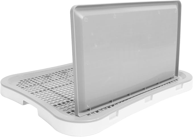 Puppy Potty Training Tray,Portable Puppy Mesh Training Potty Dog Training Toilet with Wall Column Removable Pee Pad Tray for Large Small Medium Pets (White)