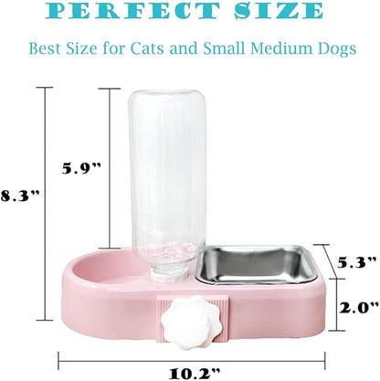 JiangYanus Crate Dog Bowl, Kennel Dog Food Water Bowl Set with Automatic Water Dispenser Detachable Stainless Steel Bowl, Hanging Pet Cage Feeder for Small Dogs Cat Puppies and Small Animals (Blue)