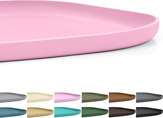 Smilool Small Silicone Pet Food Mat with Raised Edge for Food and Water Bowl, Square Dog Feeding Mats, Cat Food Trays for Floor Waterproof, Rubber Tray for Dogs and Cats, 12 x 12 x 0.7 Pink