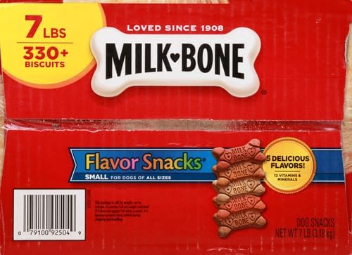 Milk-Bone Dog Treats, Flavor Snacks, Small Biscuits, 14lbs | 2 Pack of 7lbs | Crunchy Texture | Reduces Tartar