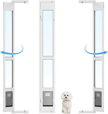 Dog Door for Sliding Glass Door with Magnetic Flat, Installed on Either Left or Right Side，Sliding Door Pet Doggie Door Insert with Lock, Adjustable Height No-Cut Required Doggy Door