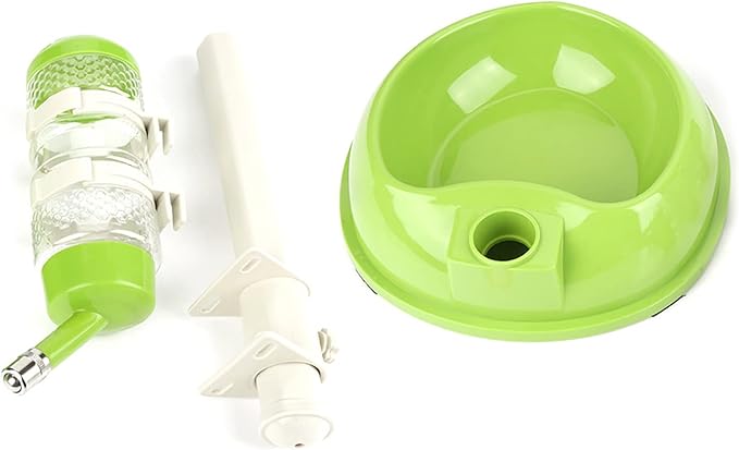 Adjustable Dog Bowl Food Dispenser Drinking Bowl Feeder for Pets Cats Dogs (Green)