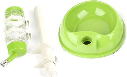 Adjustable Dog Bowl Food Dispenser Drinking Bowl Feeder for Pets Cats Dogs (Green)