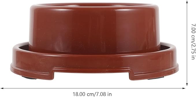 Plastic Pet Feeding Bowl and Water Dish, Brown Pp Dog Food Holder, Indoor Single Round Pet Feeder Bowl for Puppies and Dogs