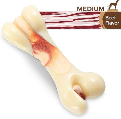 Tikaton Indestructible Dog Chew Toys for Aggressive Chewers, Beef Flavor Durable Dog Teething Chew Toys Bones for Large/Medium/Small Puppies