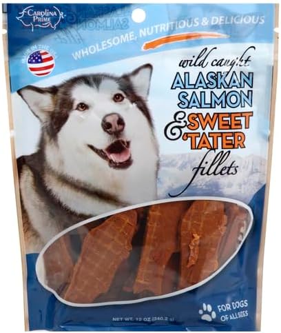 Carolina Prime Pet 45106 Salmon And Sweet Tater Fillets Treat For Dogs ( 1 Pouch), One Size , 12 Ounce (Pack of 1)