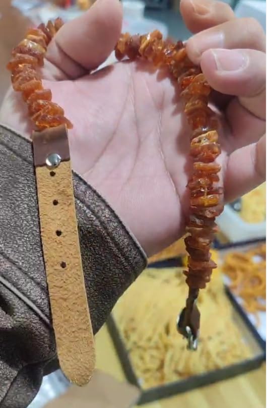 2 Pcs Natural Flea Amber Collar for Dogs with Adjustable Leather Strap 11.8-13.8 inch Flea Collar Handmade Raw Baltic Amber Beads for Pets