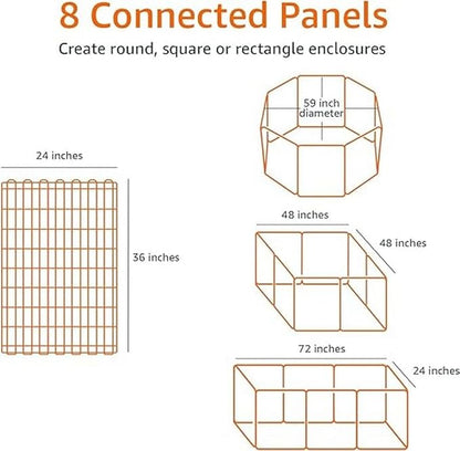 Amazon Basics Foldable Metal Indoor/Outdoor Dog Playpen, Octagonal Exercise Pen, Single Door, 8 Panels, 48 Inch Tall, X-Large, 60 x 60 x 48 Inches, Easy to Assemble, Black